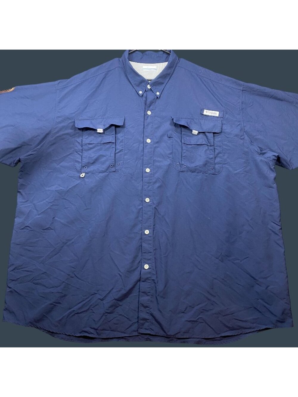Columbia PFG Mens Navy Blue Button-Up Fishing Outdoor Shirt Size 4XT Mesh Lining